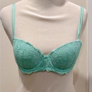 Victoria Secret Pink Push Up Demi Bra Lace Green